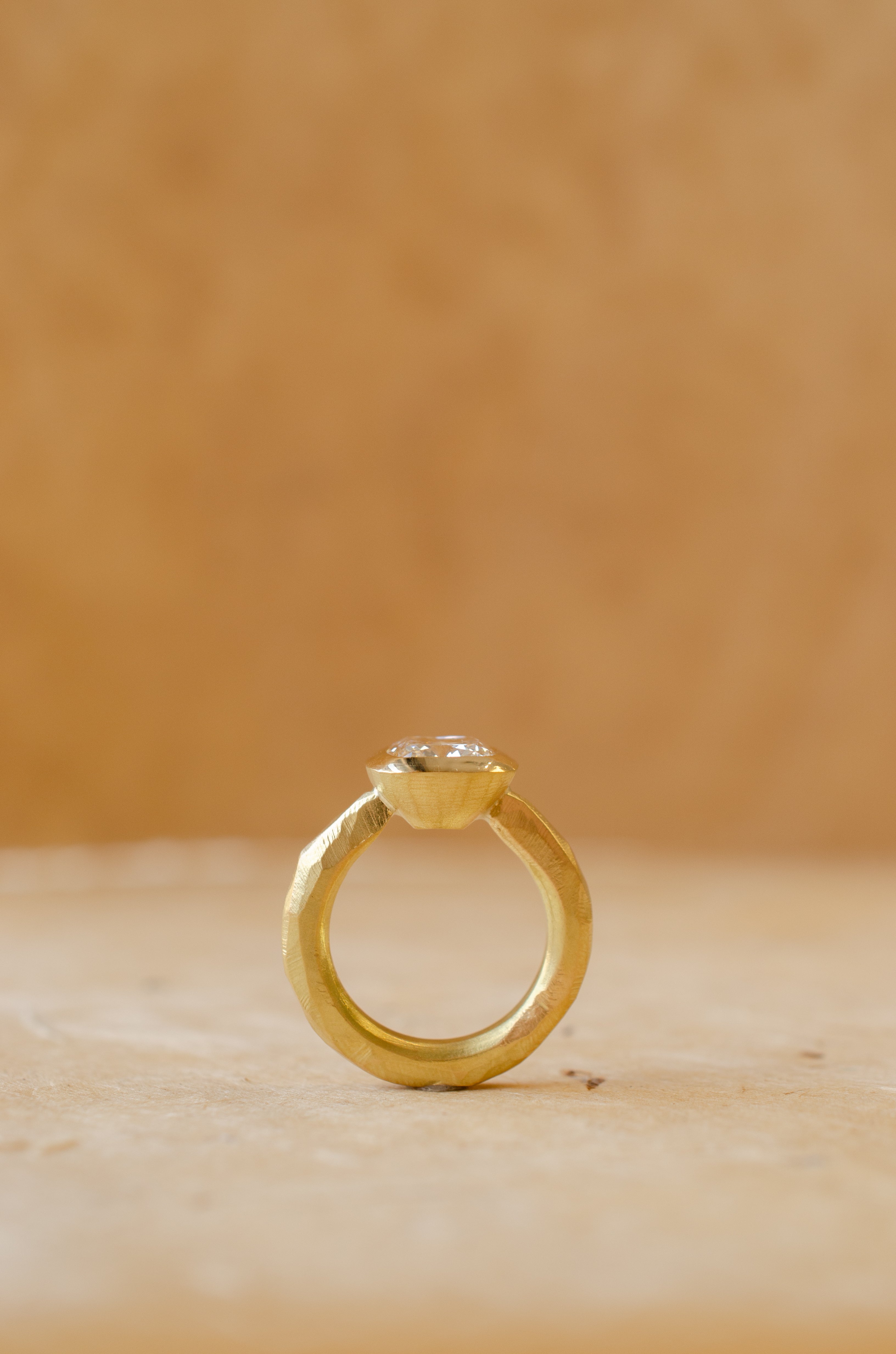 Cushion Cut Diamond Set Into 'Roman' Wax Carved Ring