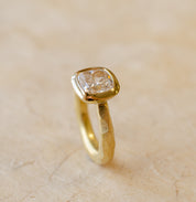 Cushion Cut Diamond Hand Carved Engagement Ring