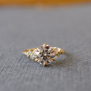 Six Claw Twist Scattered Shoulder Diamond Engagement Ring