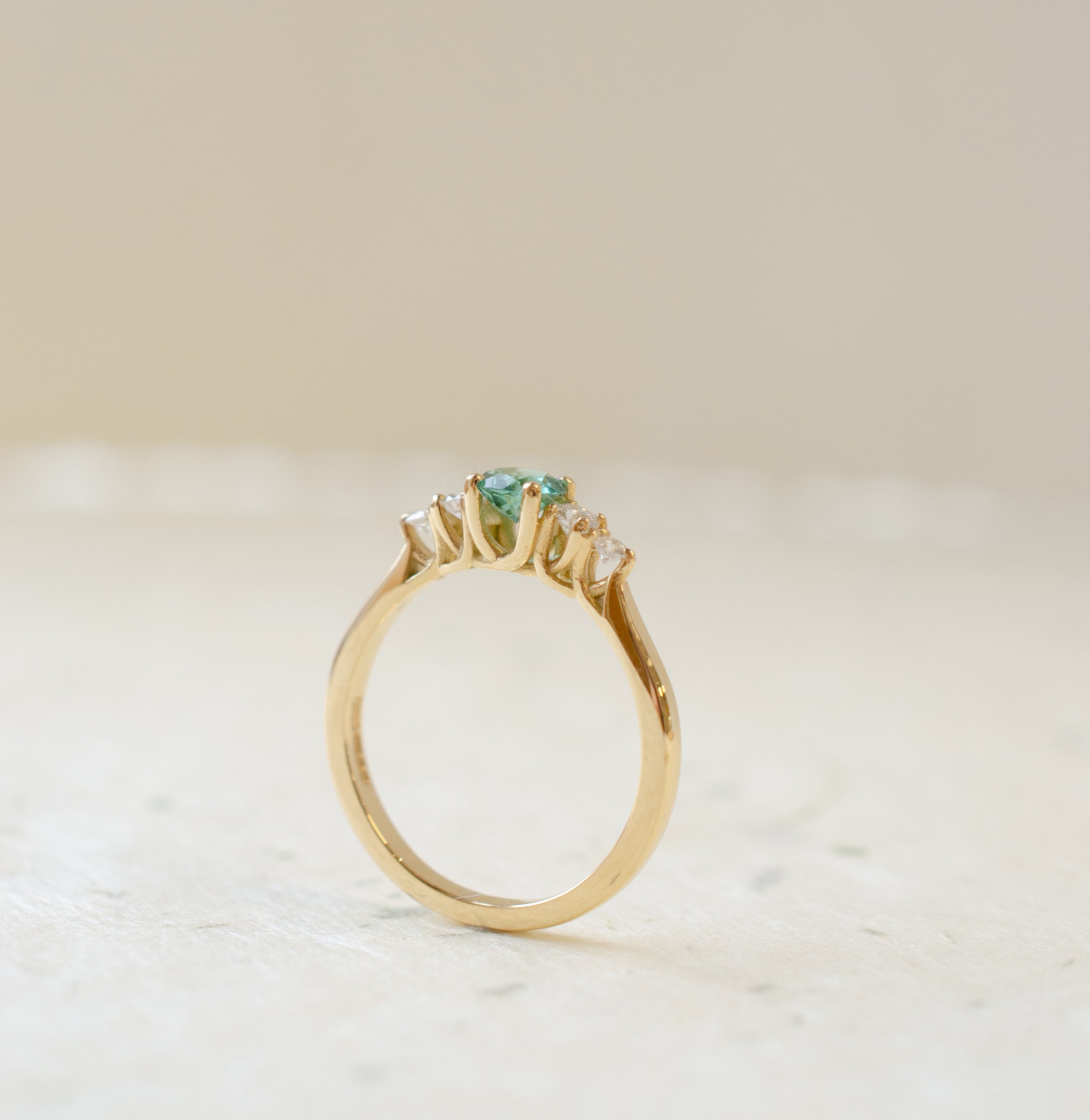 Tourmaline & Diamond Engagement Ring 18ct Yellow Gold