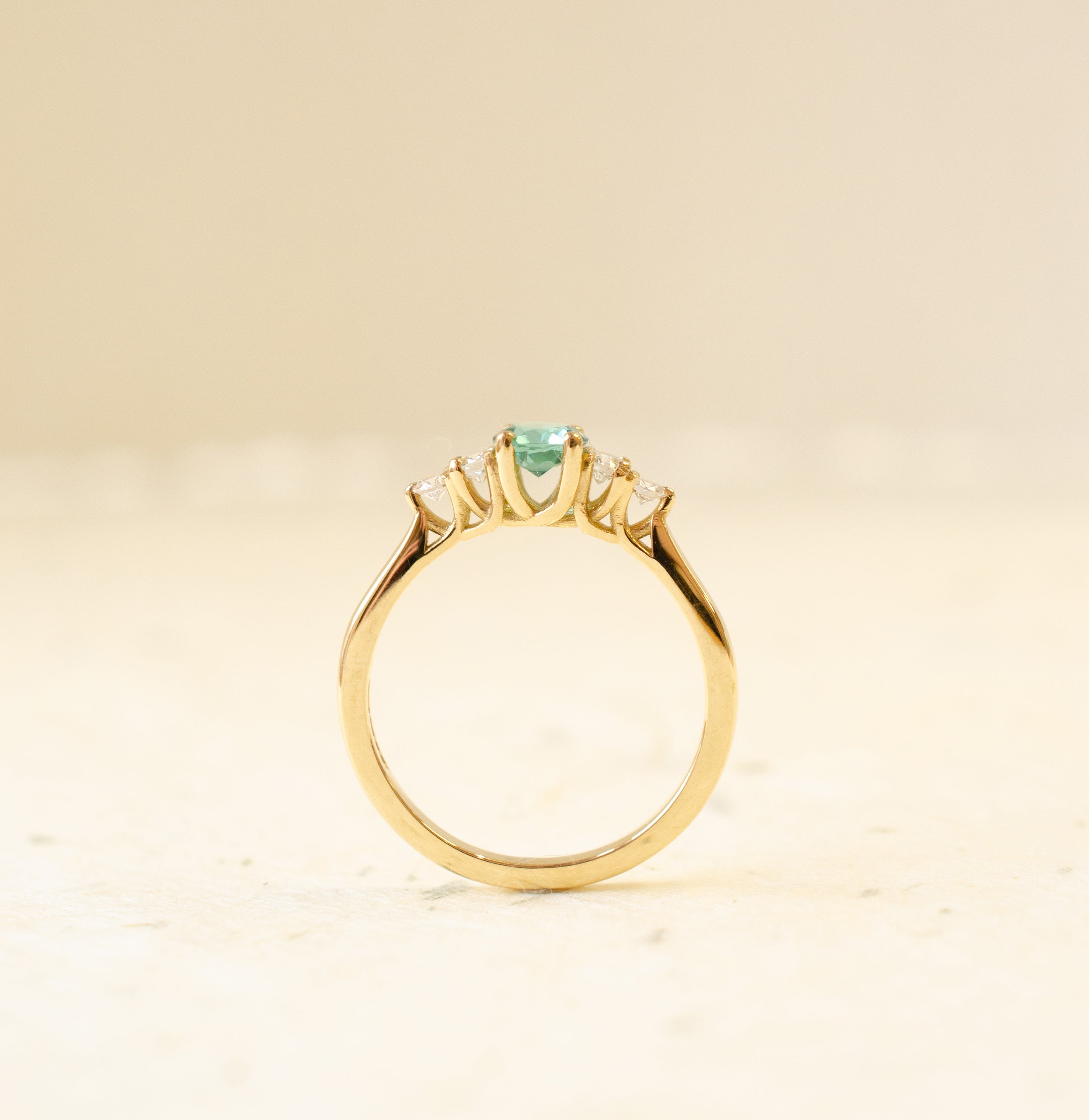Tourmaline & Diamond Engagement Ring 18ct Yellow Gold