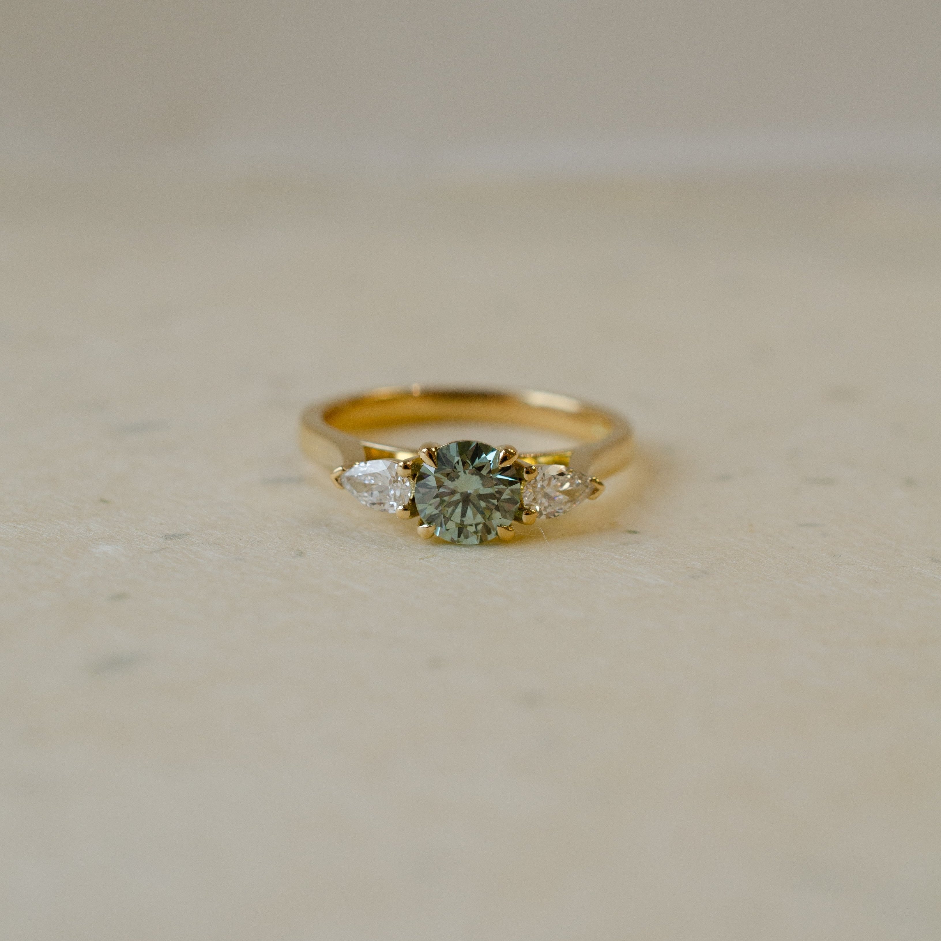Blue Diamond Trilogy Engagement Ring
