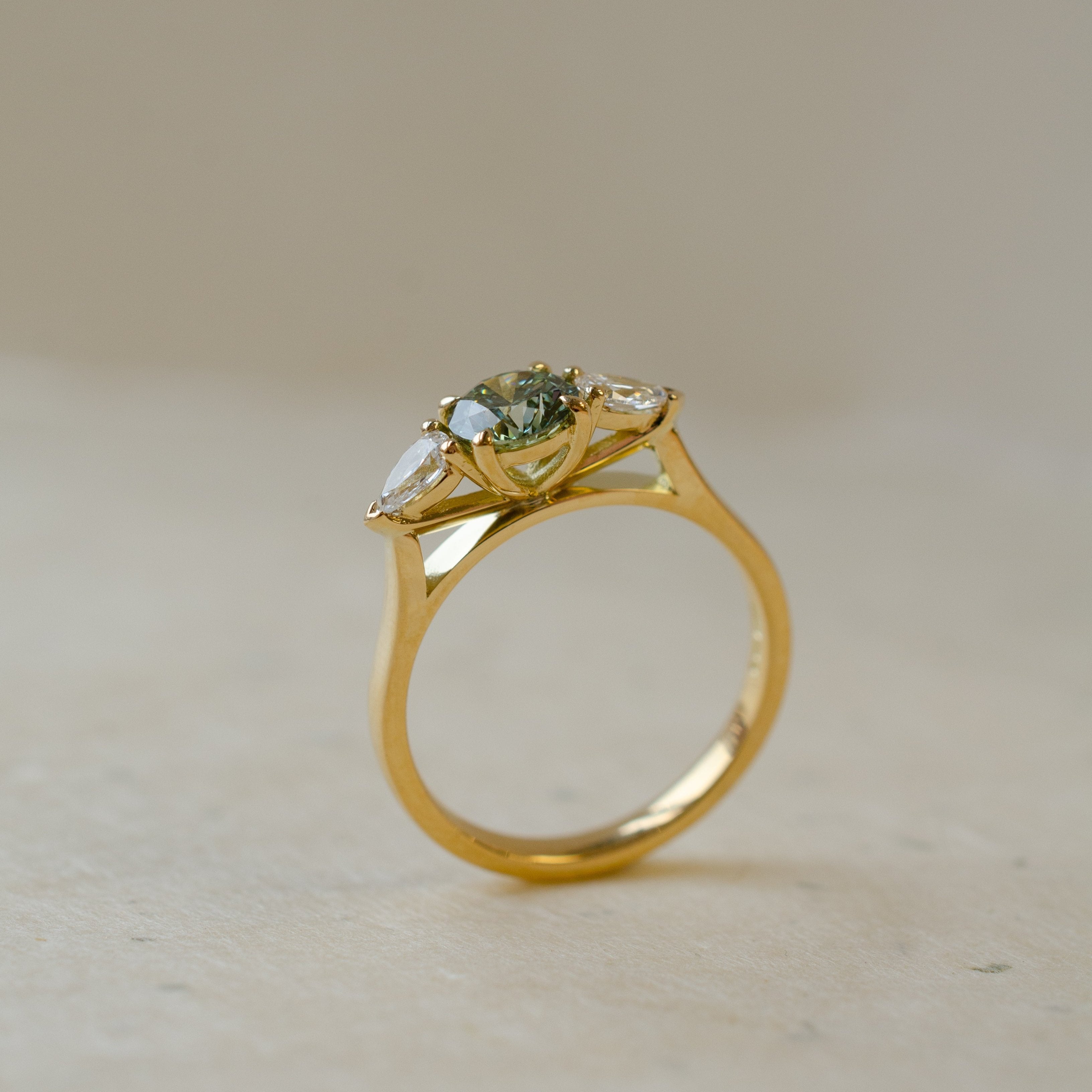 Blue Diamond Trilogy Engagement Ring