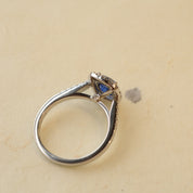 Cushion Cut Blue Sapphire With Diamond Set Halo