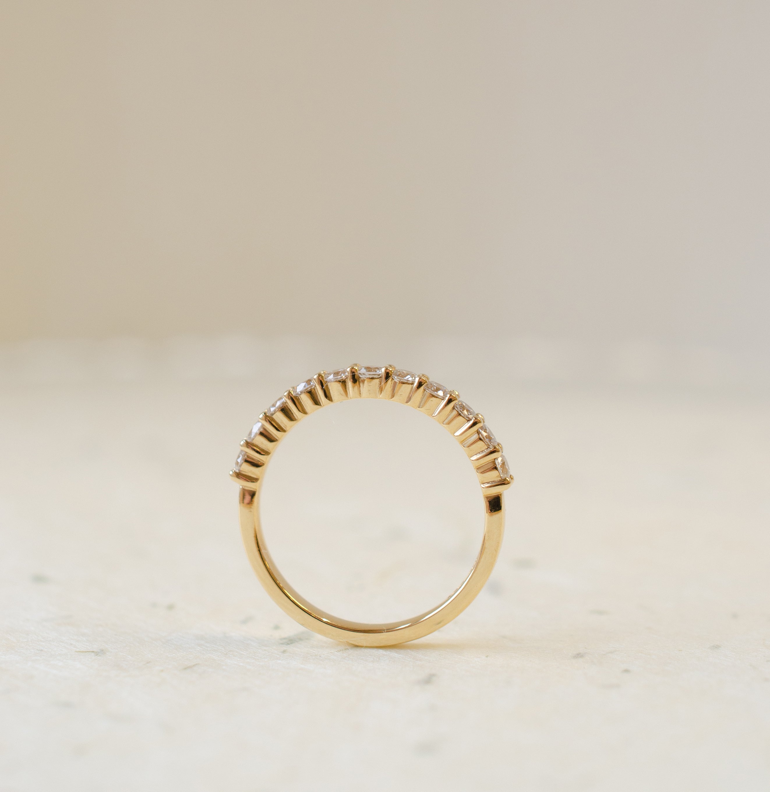Diamond Claw Set Eternity Wedding Ring In Yellow Gold