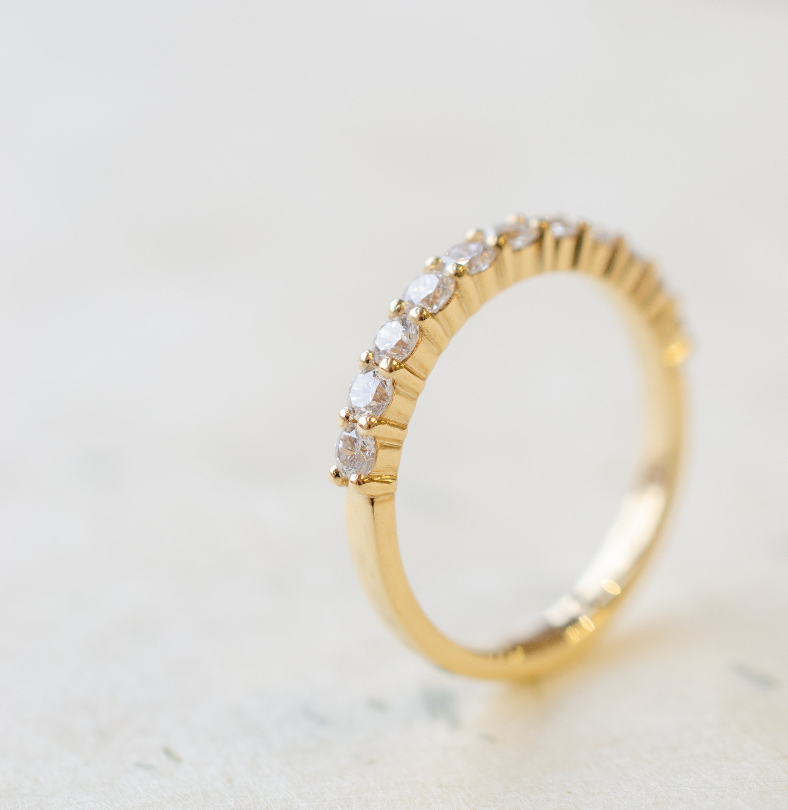 Diamond Claw Set Eternity Wedding Ring In Yellow Gold