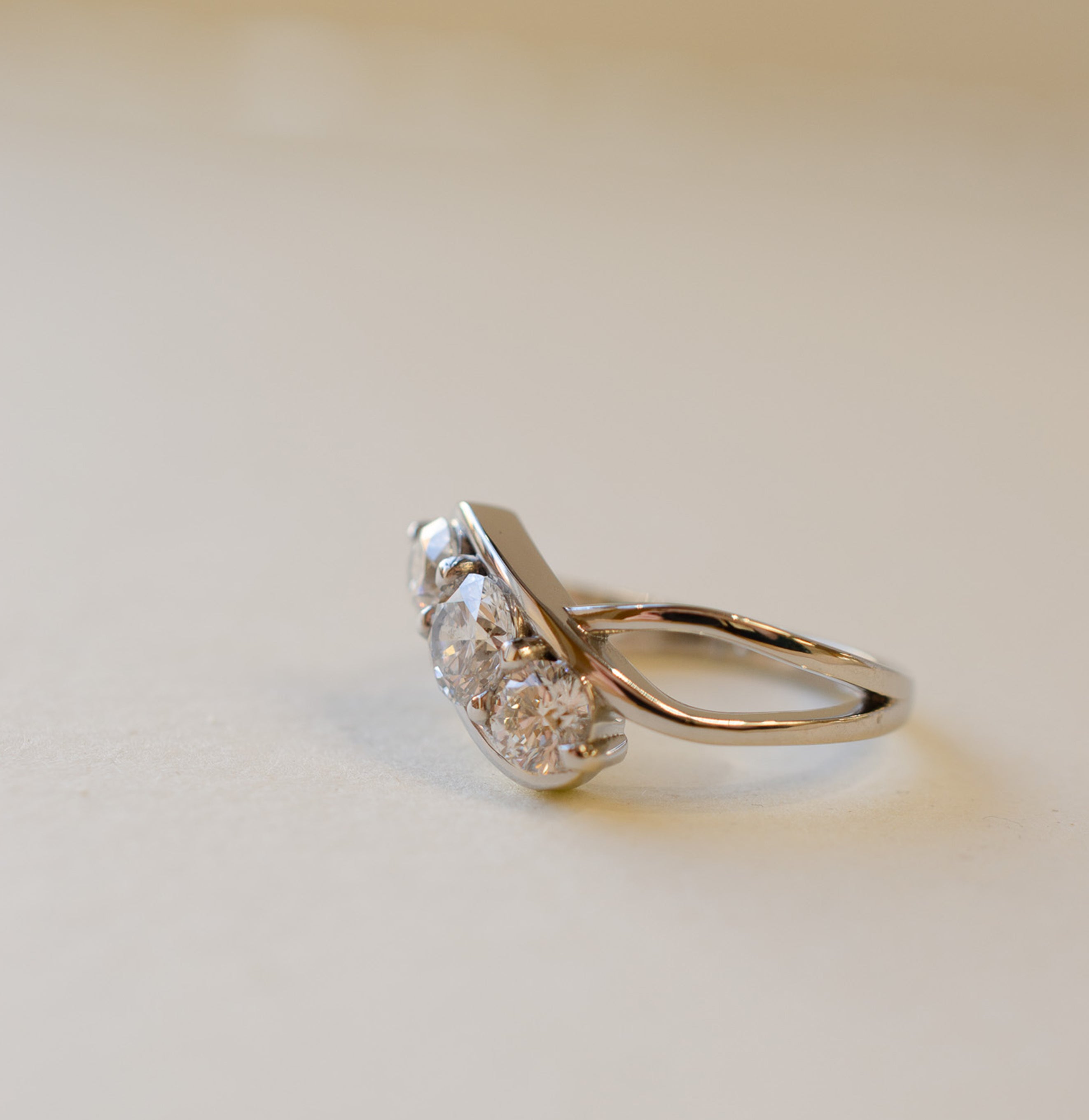 Diamond Trilogy Crossover Engagement Ring In Platinum