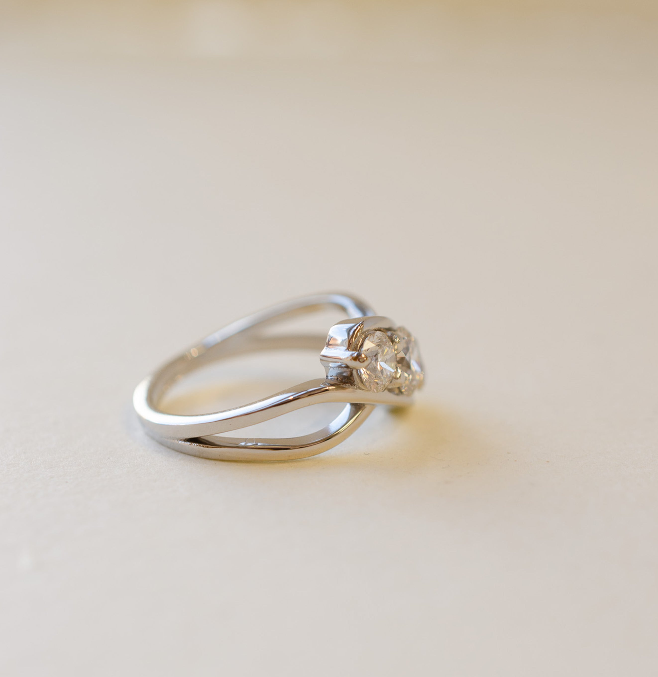 Diamond Trilogy Crossover Engagement Ring In Platinum