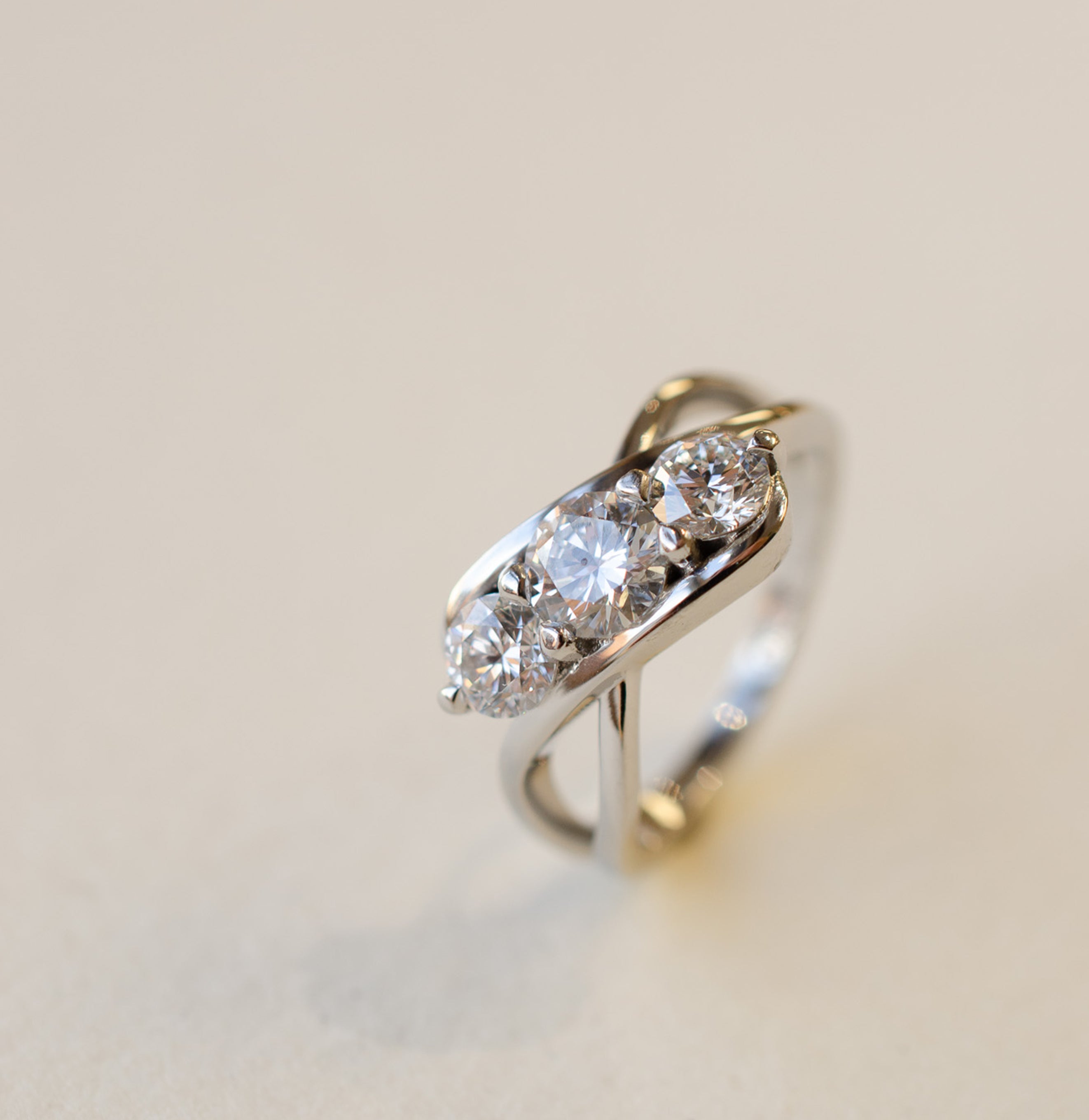 Diamond Trilogy Crossover Engagement Ring In Platinum