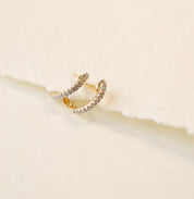 Diamond Set Huggie Hoop Earrings In 18ct Yellow Gold