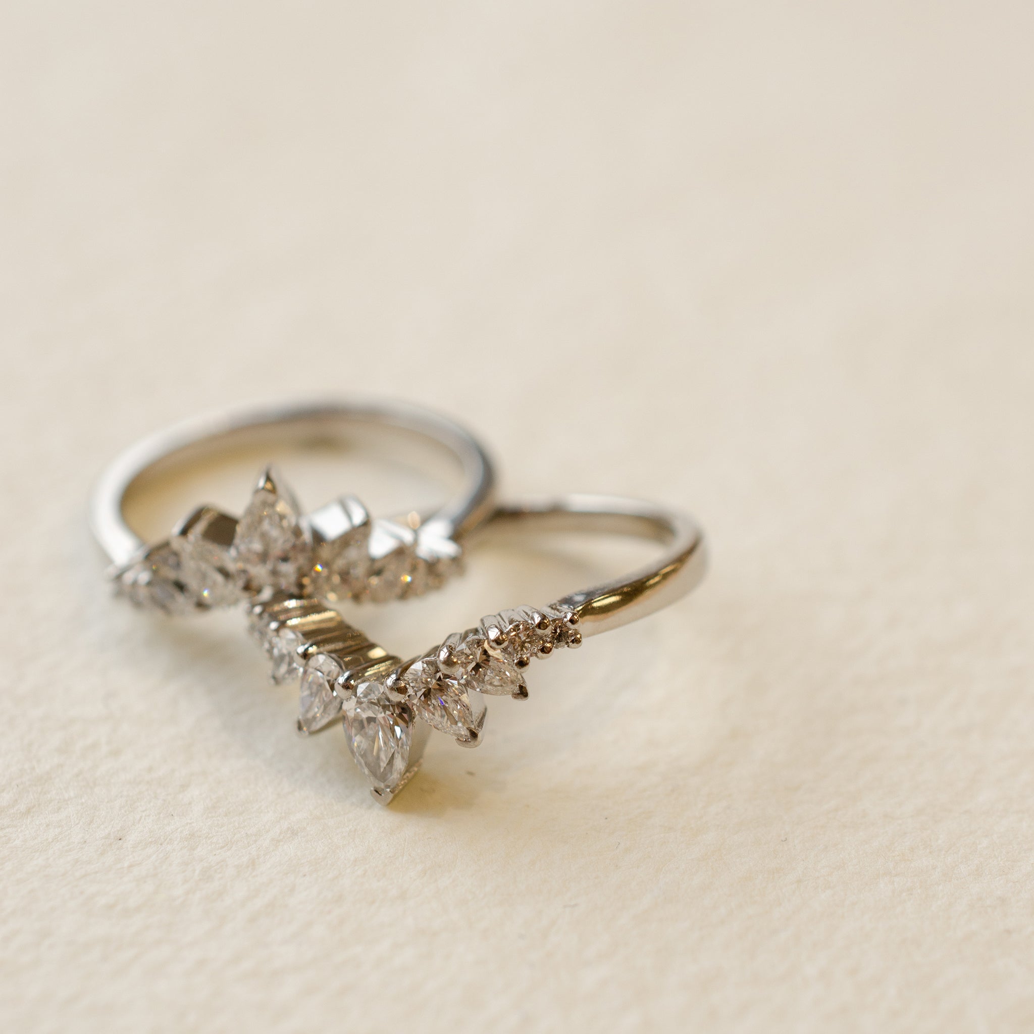 Double Diamond Enhancer Crown Wedding Eternity Ring Set