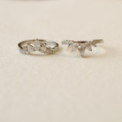 Double Diamond Enhancer Crown Wedding Eternity Ring Set