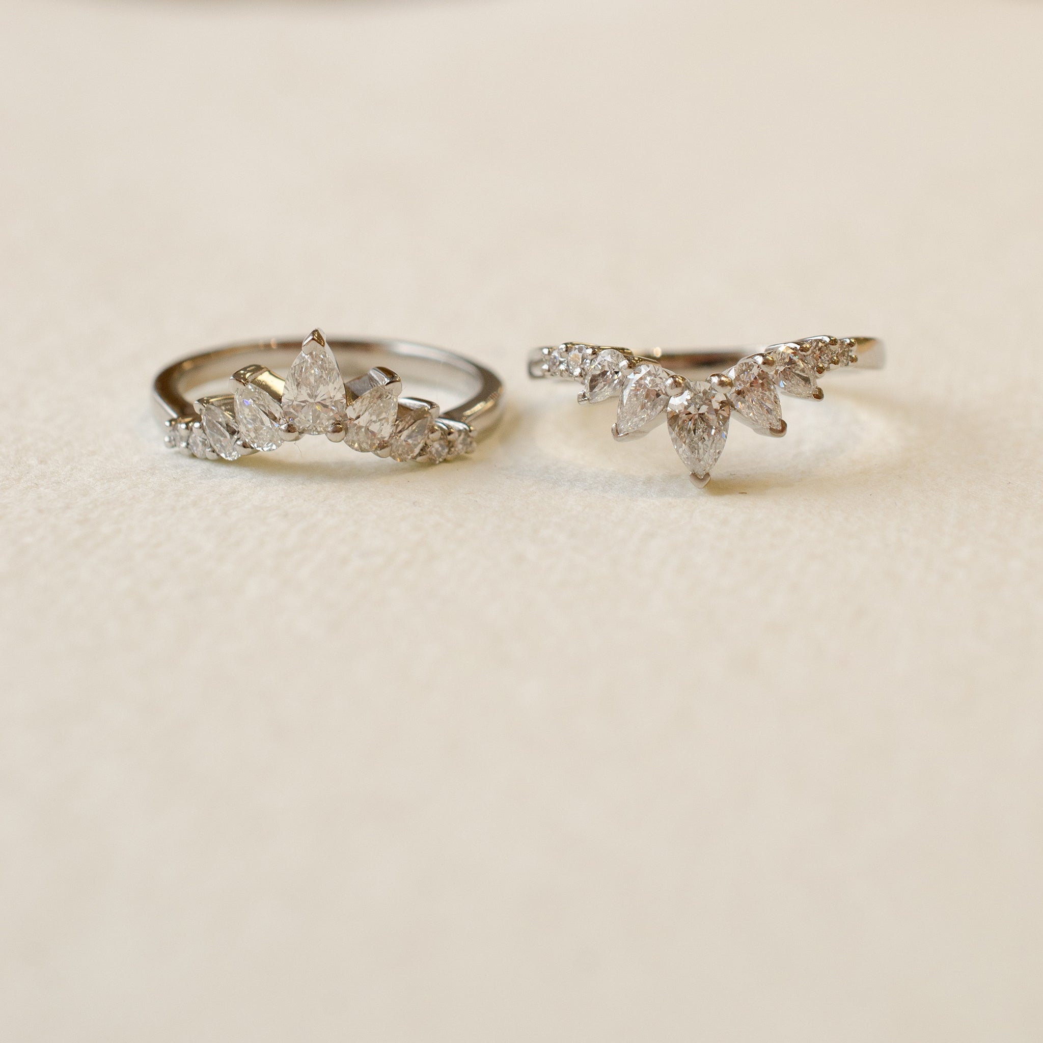 Double Diamond Enhancer Crown Wedding Eternity Ring Set