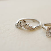 Double Diamond Enhancer Crown Wedding Eternity Ring Set