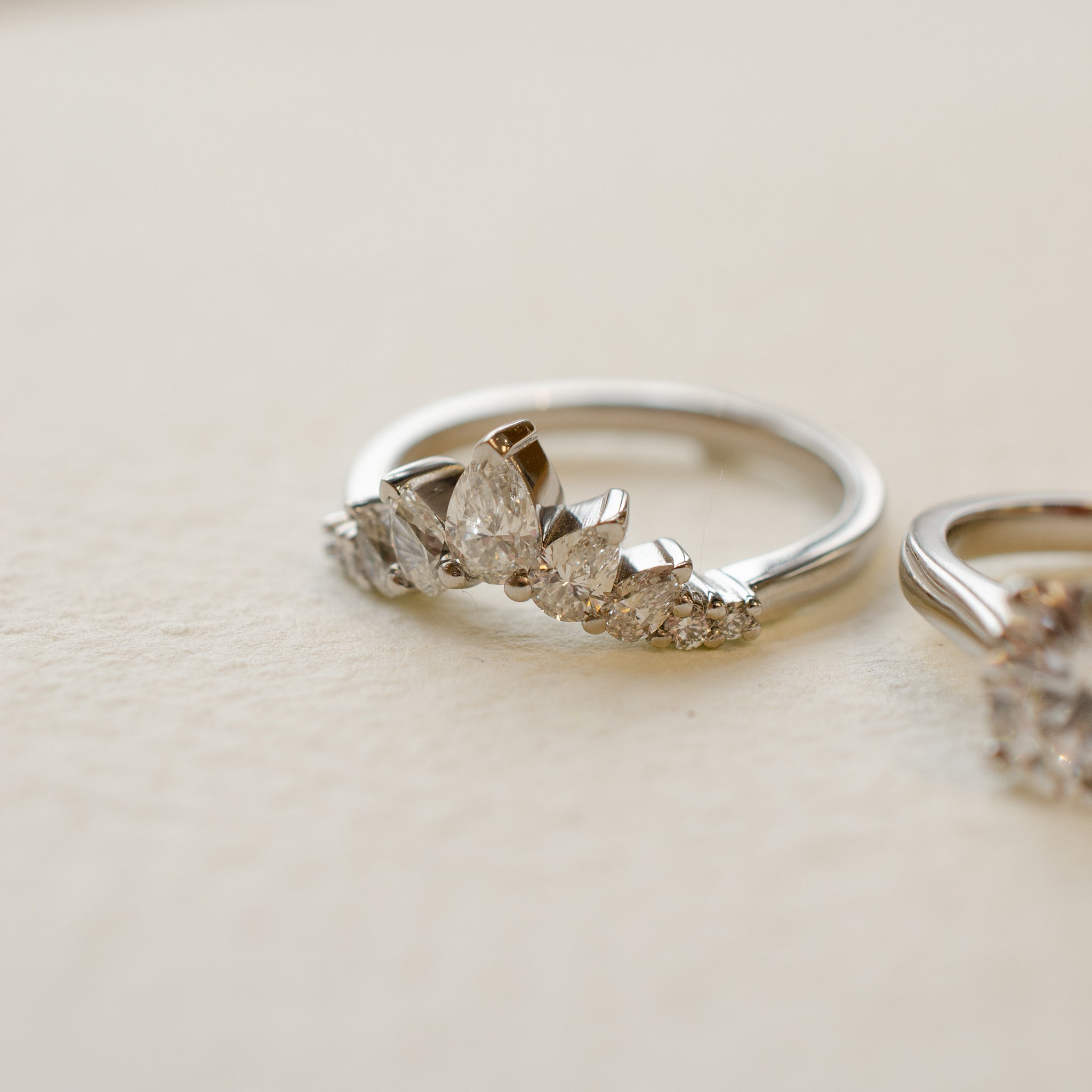Double Diamond Enhancer Crown Wedding Eternity Ring Set
