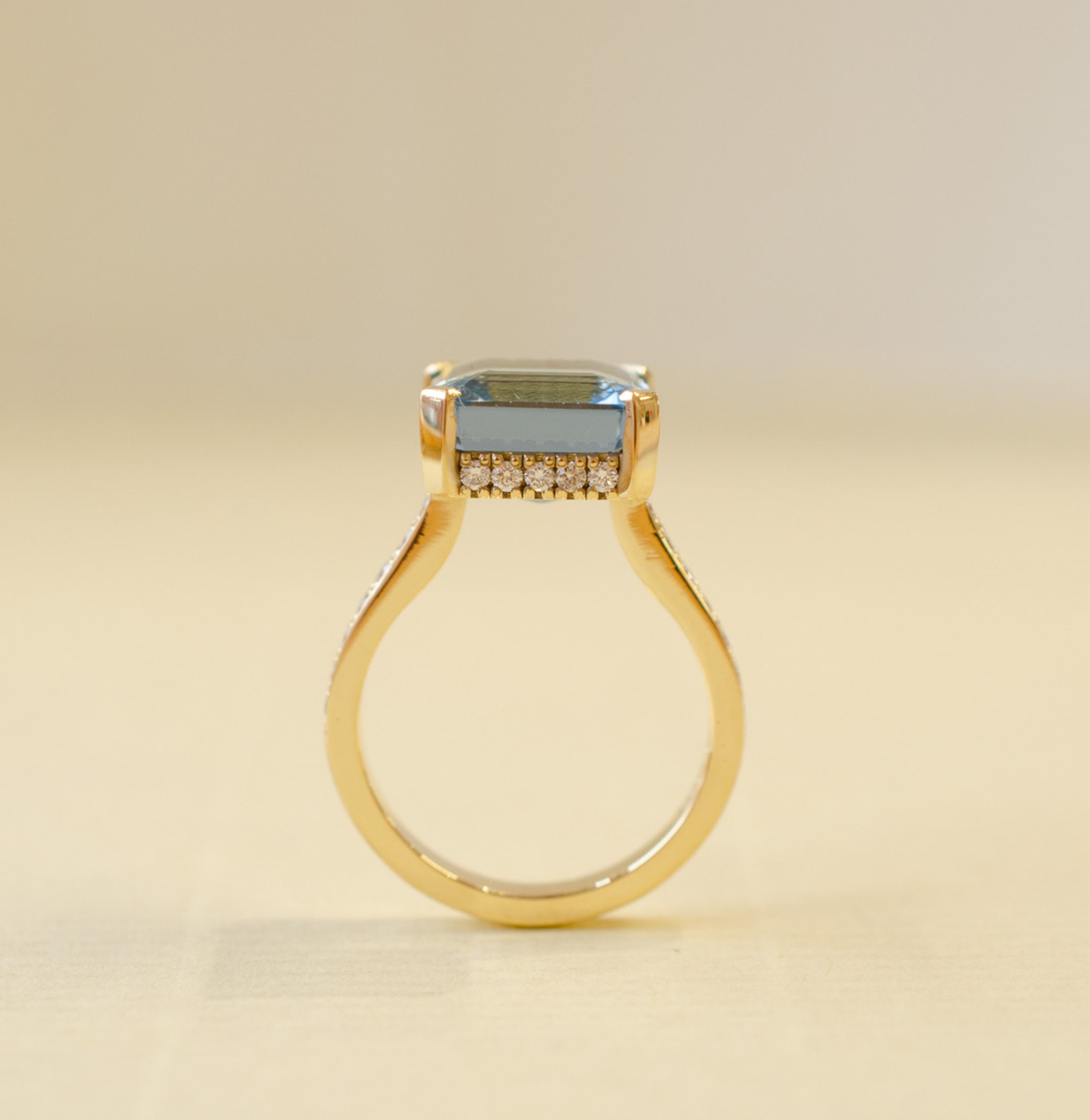 Aquamarine & Diamond Engagement Ring