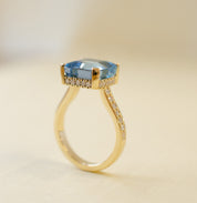 Aquamarine & Diamond Engagement Ring