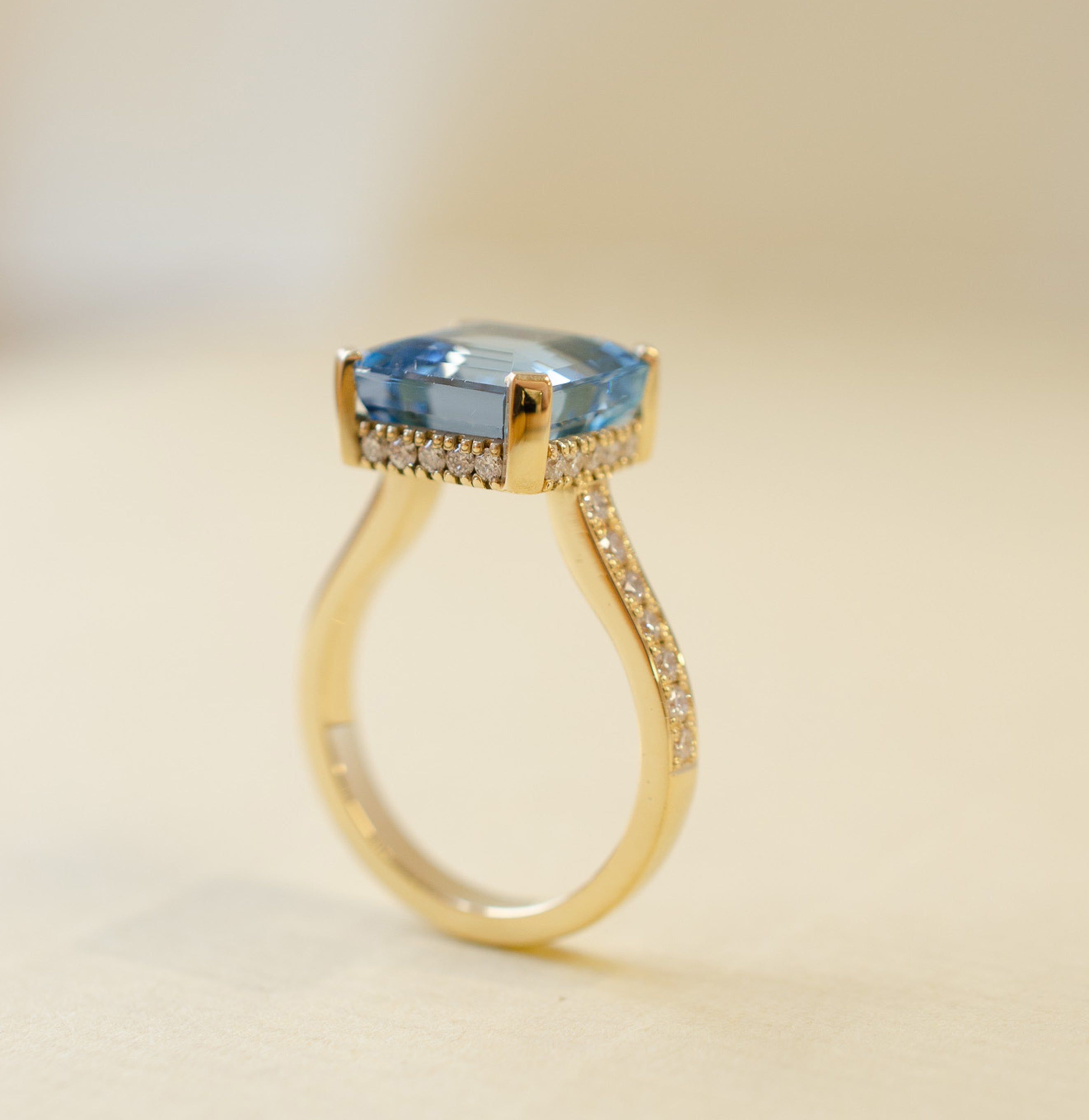 Aquamarine & Diamond Engagement Ring