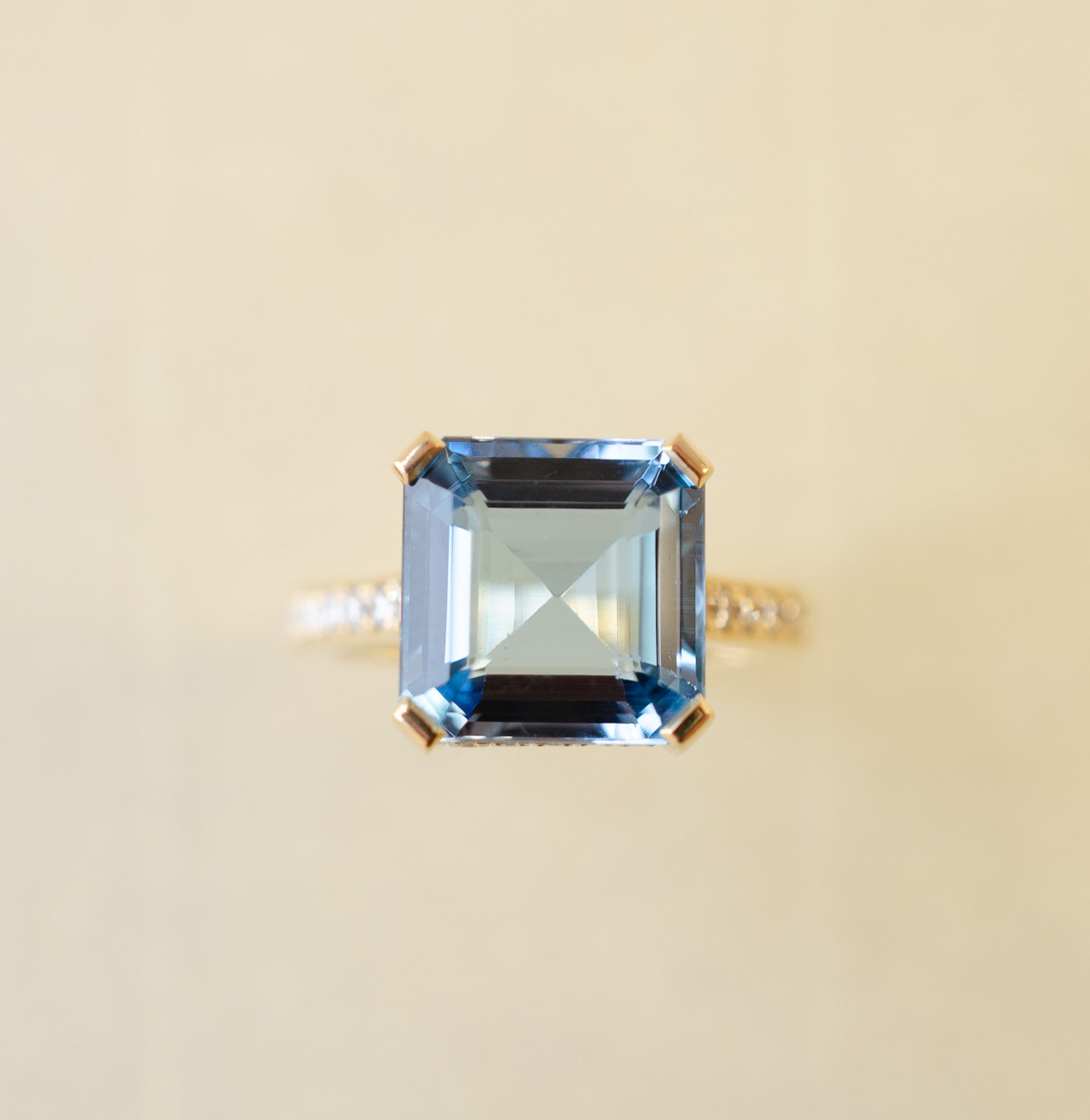Aquamarine & Diamond Engagement Ring