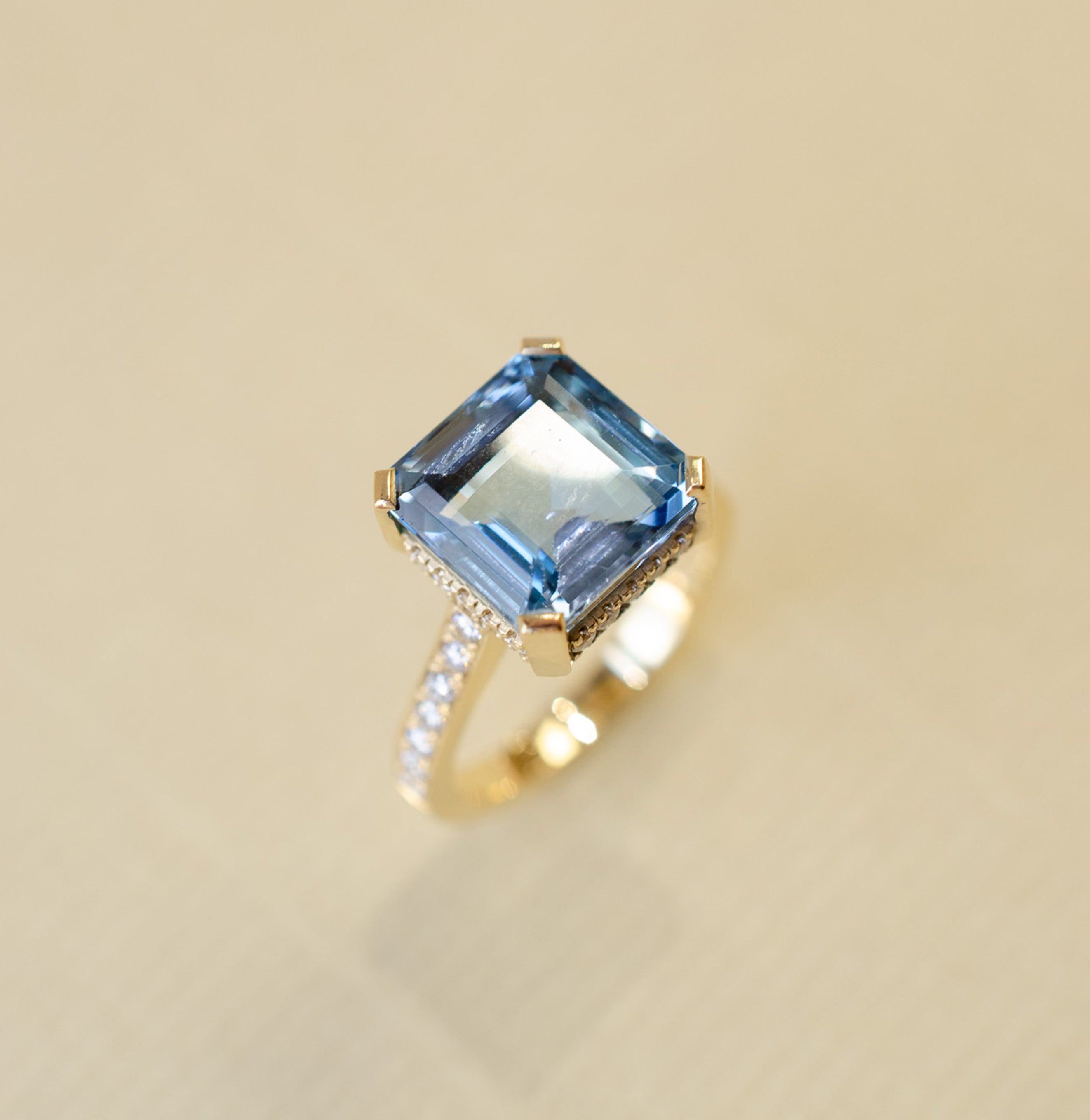 Aquamarine & Diamond Engagement Ring