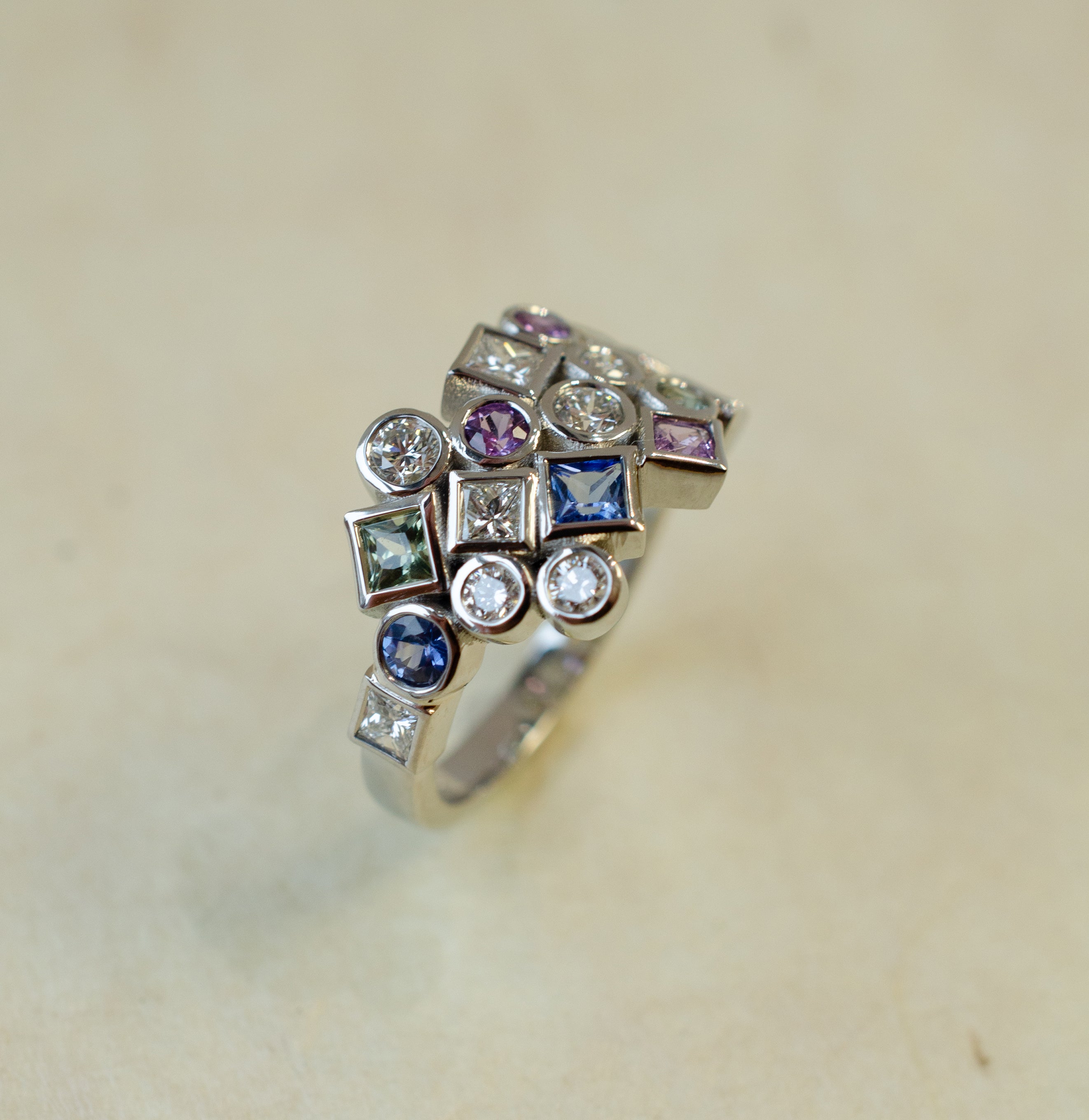 Diamond & Sapphire Bubble Ring
