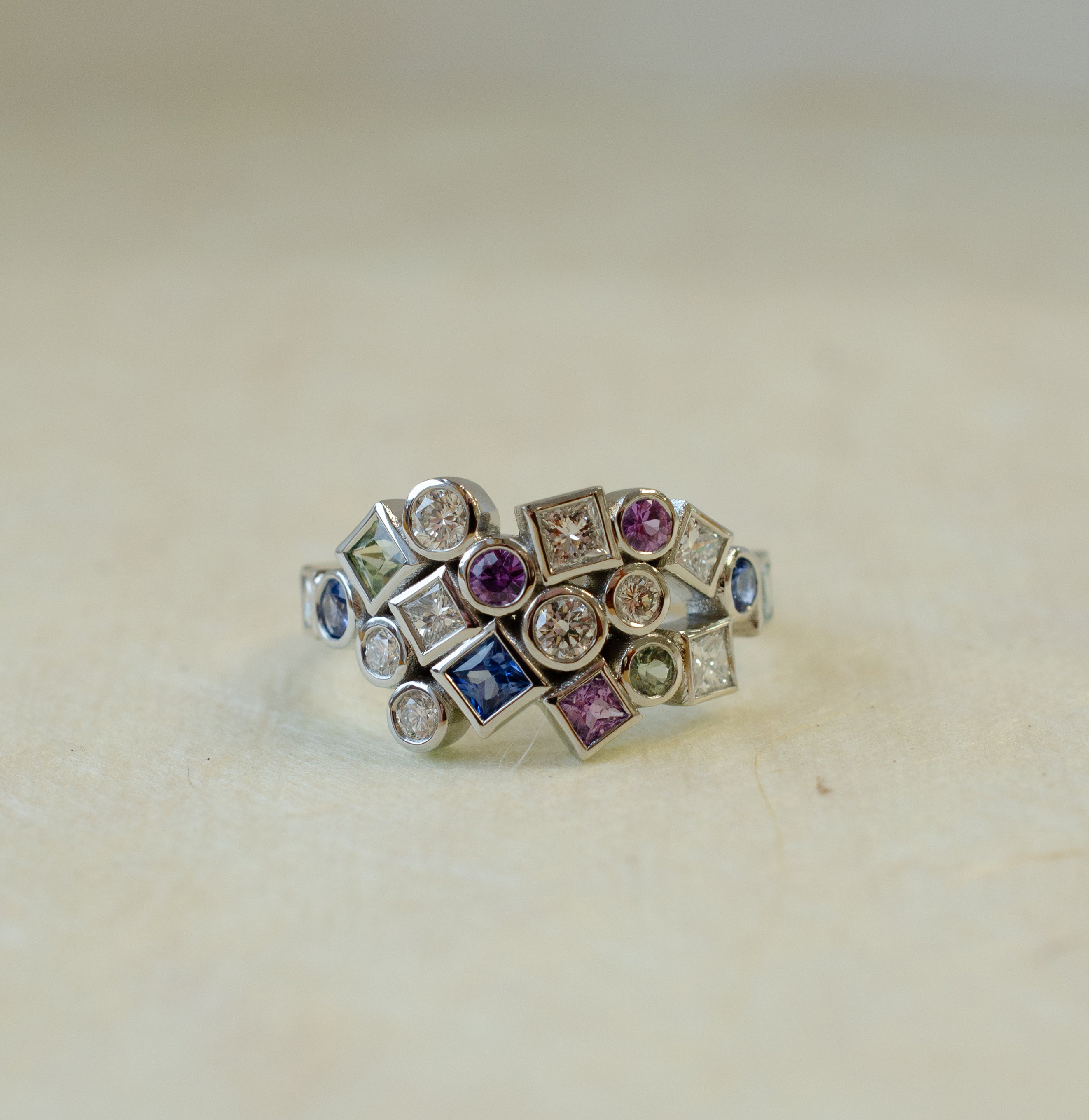 Diamond & Sapphire Bubble Ring