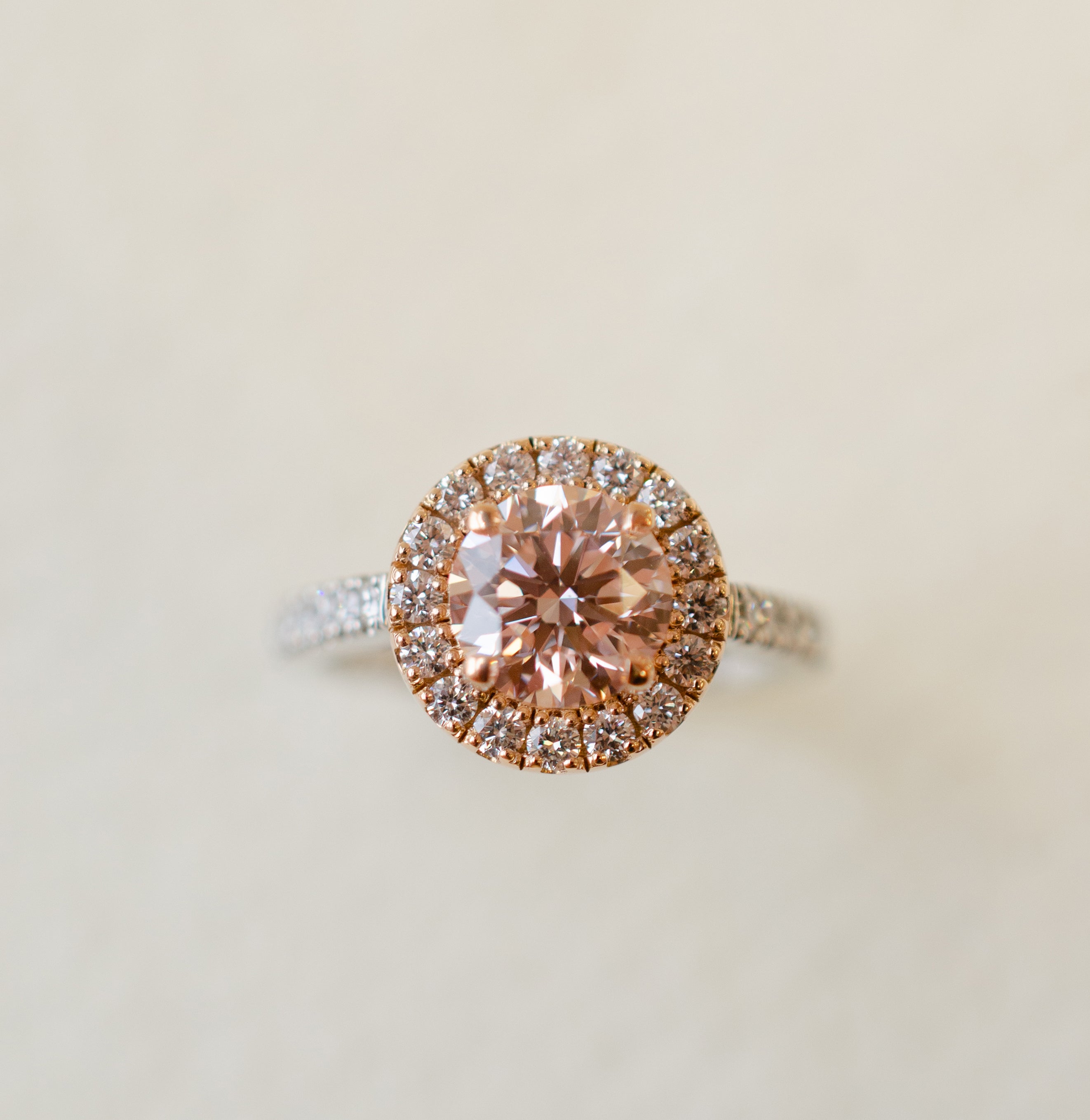 Pink Diamond Halo Engagement Ring