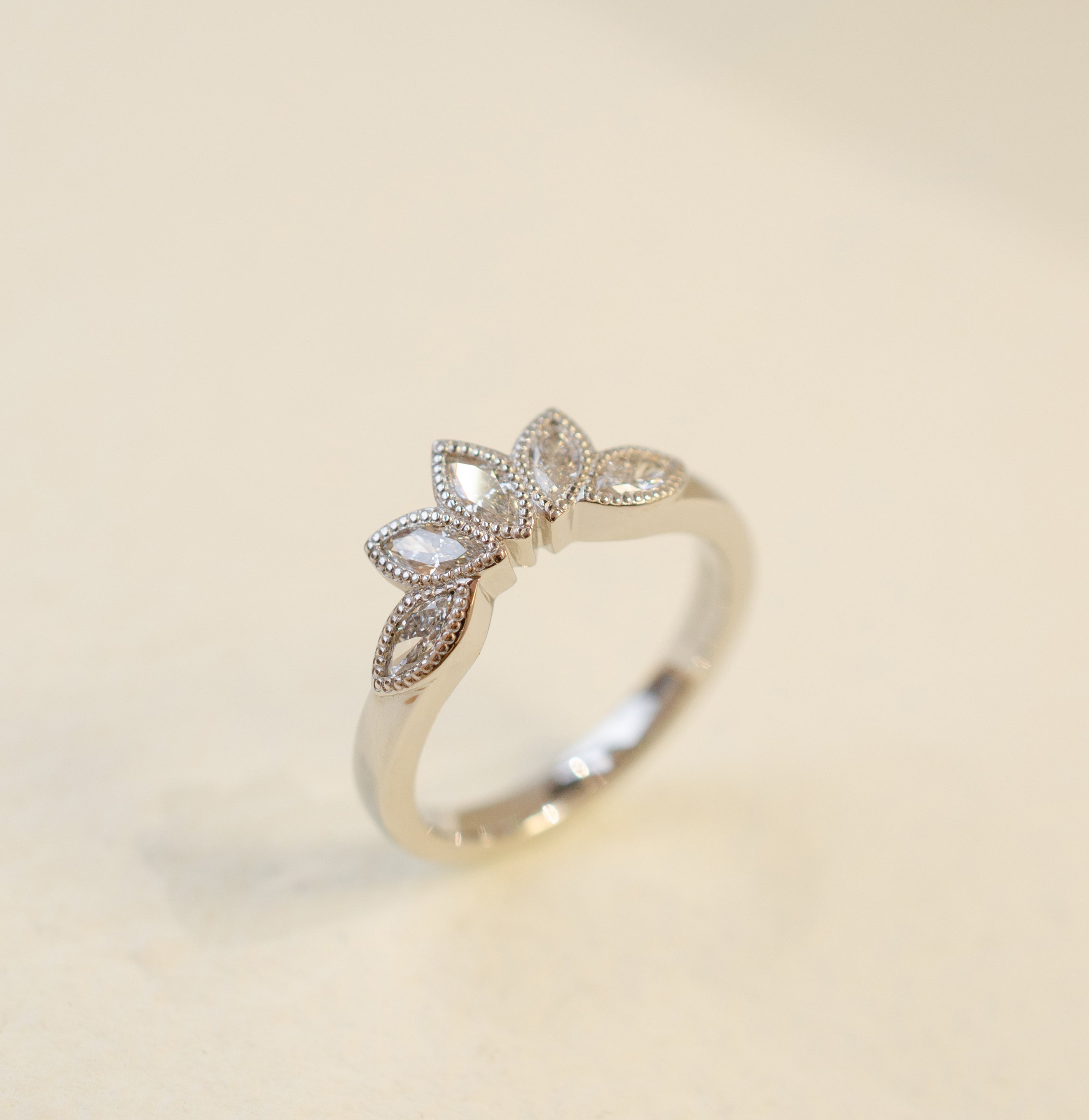 Marquise Diamond Crown Eternity Wedding Ring In Platinum