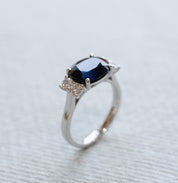 Oval Blue Sapphire Diamond Engagement Ring