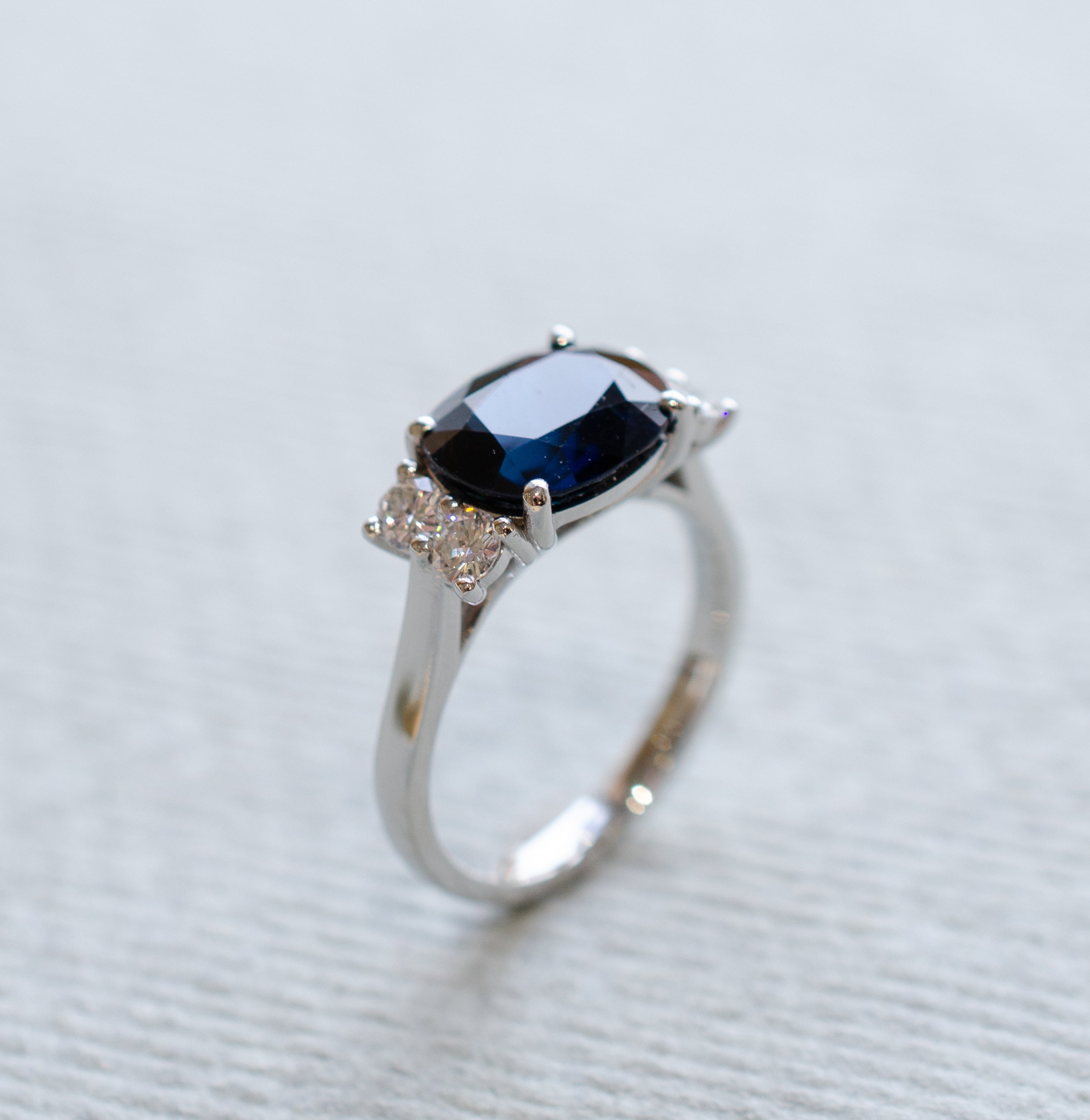 Oval Blue Sapphire Diamond Engagement Ring