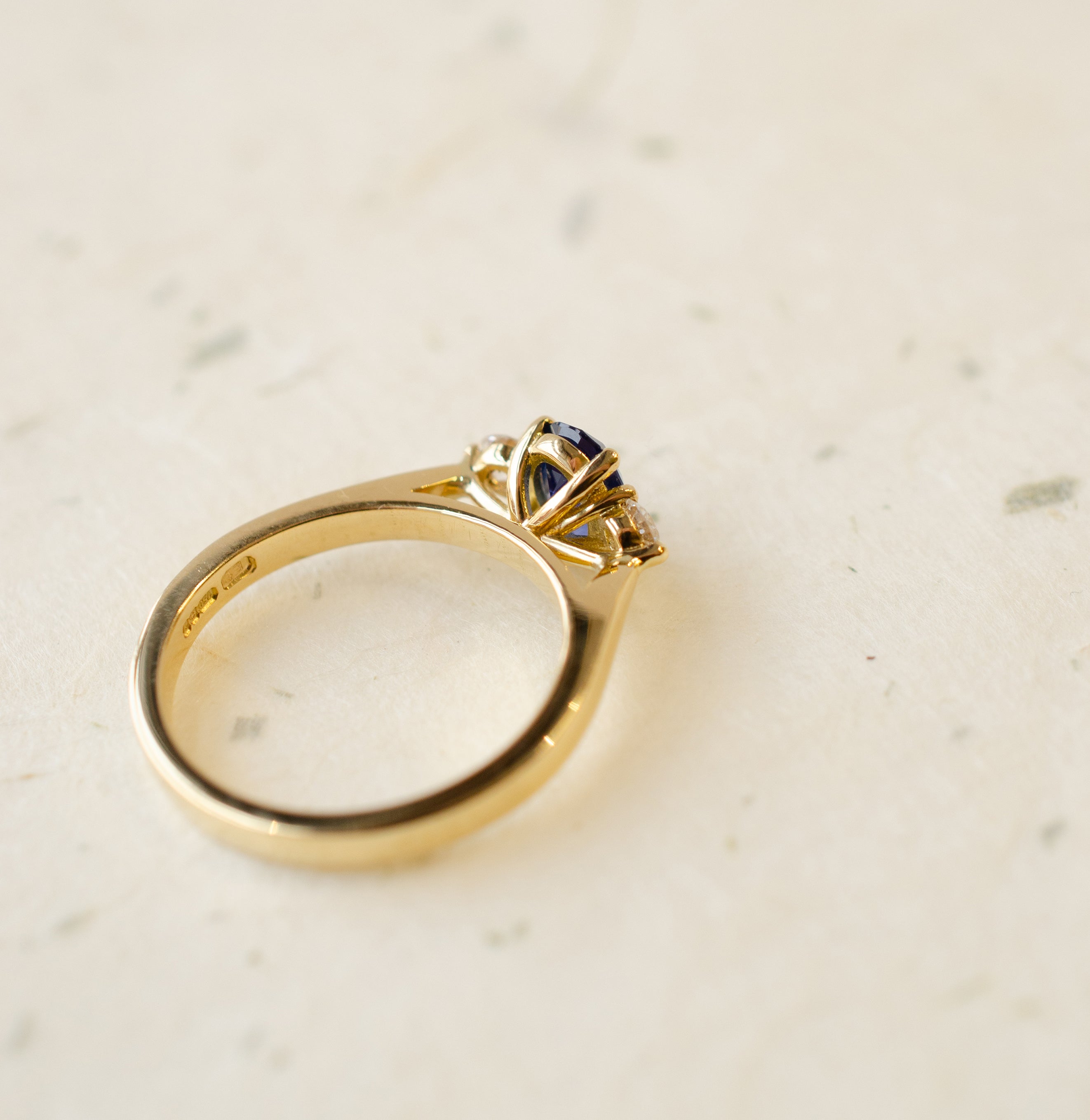 Oval Blue Sapphire & Diamond Engagement Ring In 18ct Yellow Gold