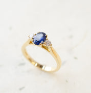 Oval Blue Sapphire & Diamond Engagement Ring In 18ct Yellow Gold