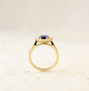 Oval Blue Sapphire & Diamond Engagement Ring In 18ct Yellow Gold