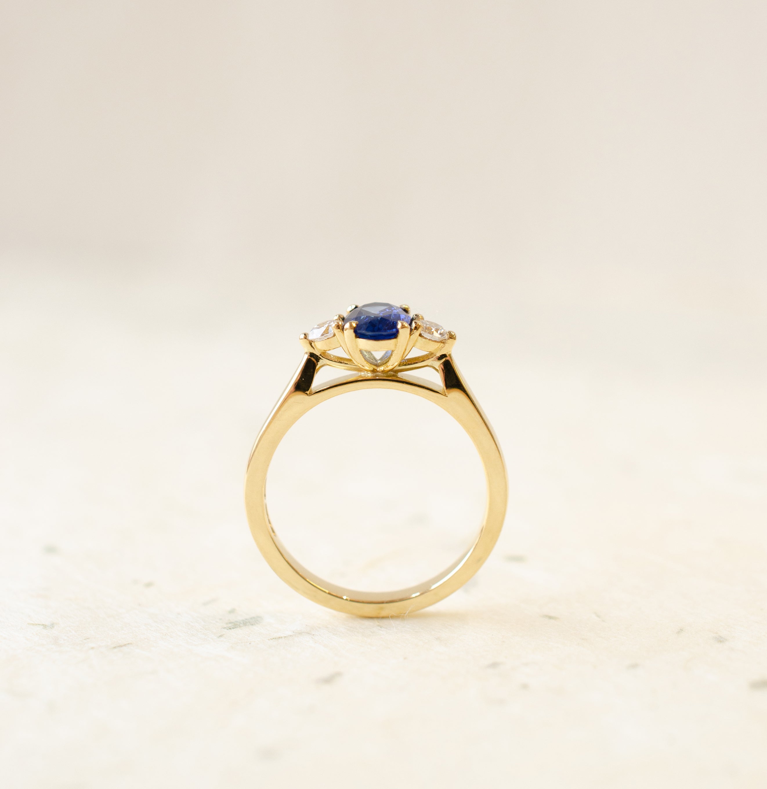 Oval Blue Sapphire & Diamond Engagement Ring In 18ct Yellow Gold