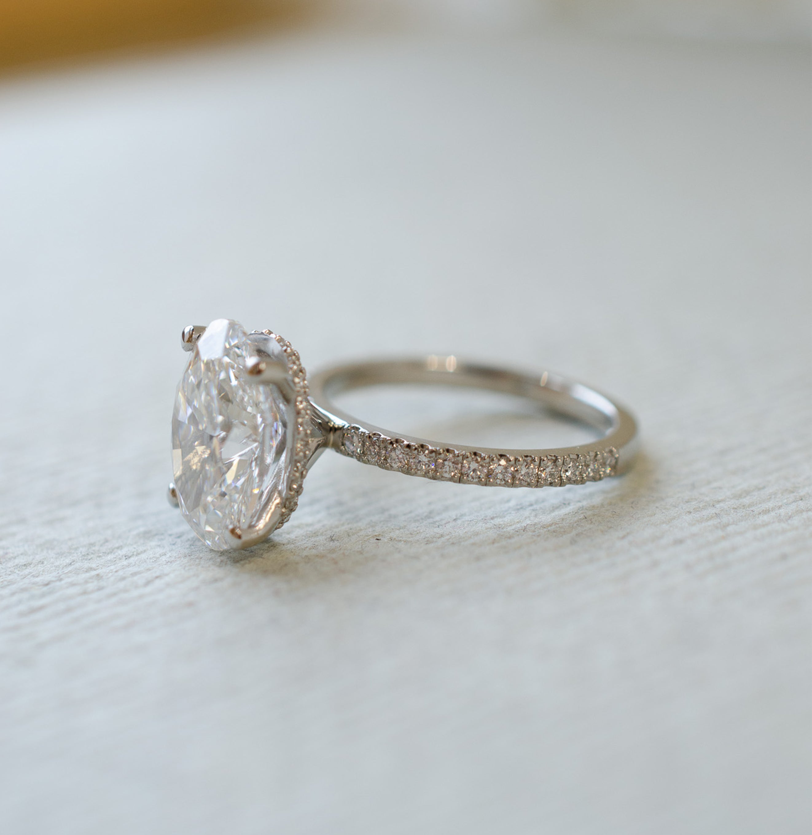 Oval Diamond Collar Engagement Ring