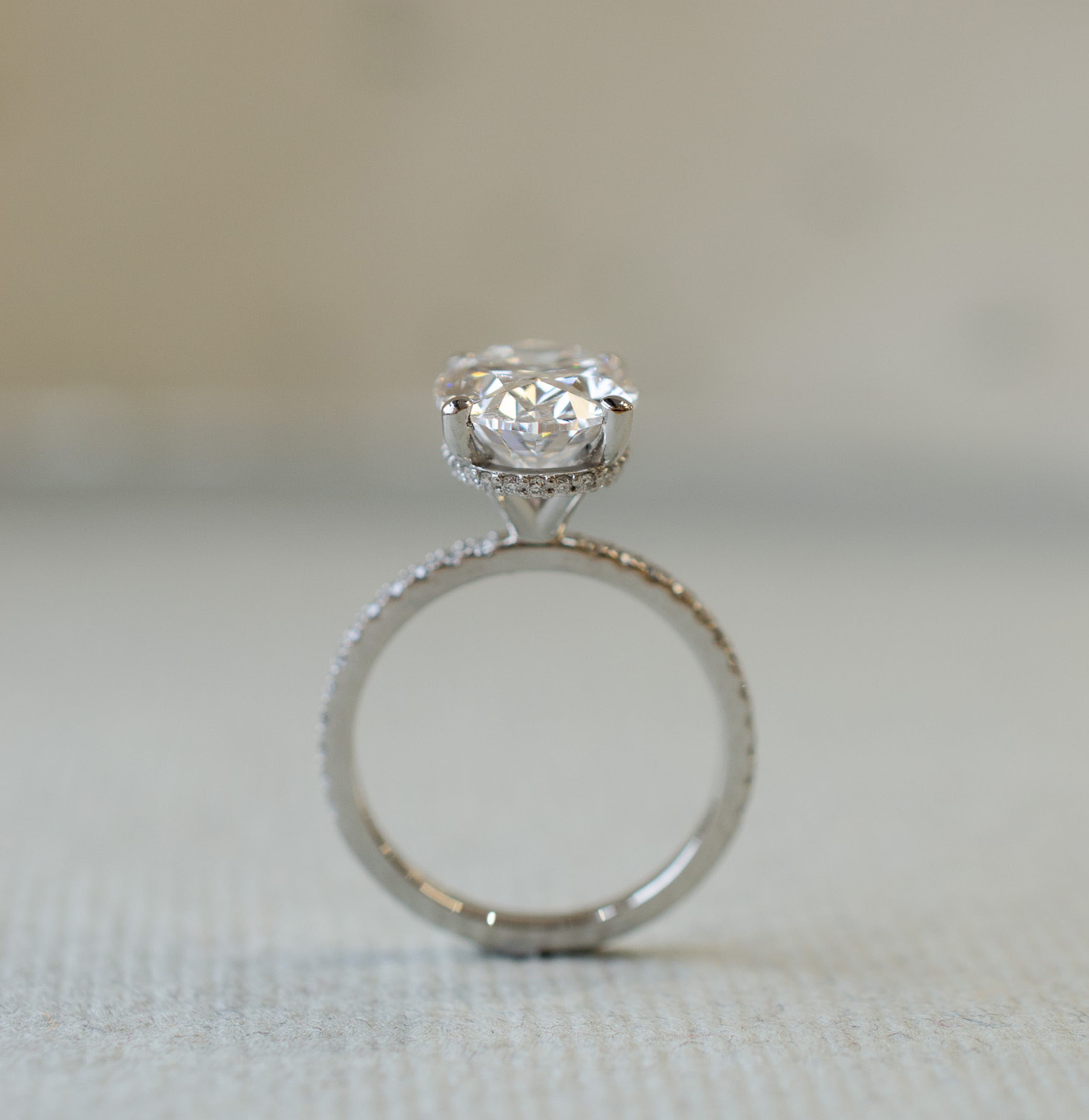 Oval Diamond Collar Engagement Ring