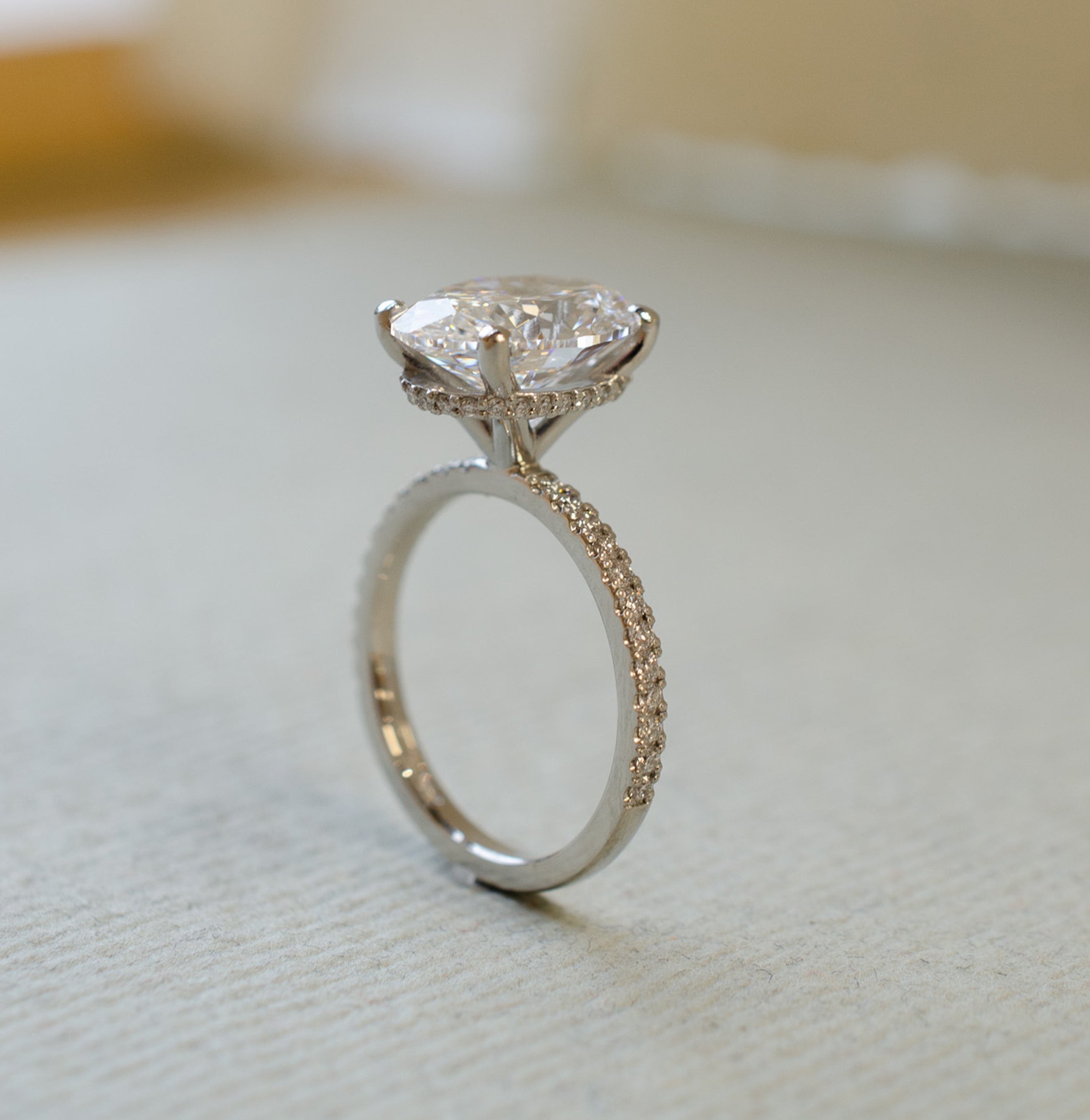 Oval Diamond Collar Engagement Ring