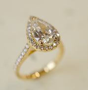 Pear Shape Diamond Halo Engagement Ring