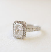 Radiant Cut Diamond Halo Engagement Ring