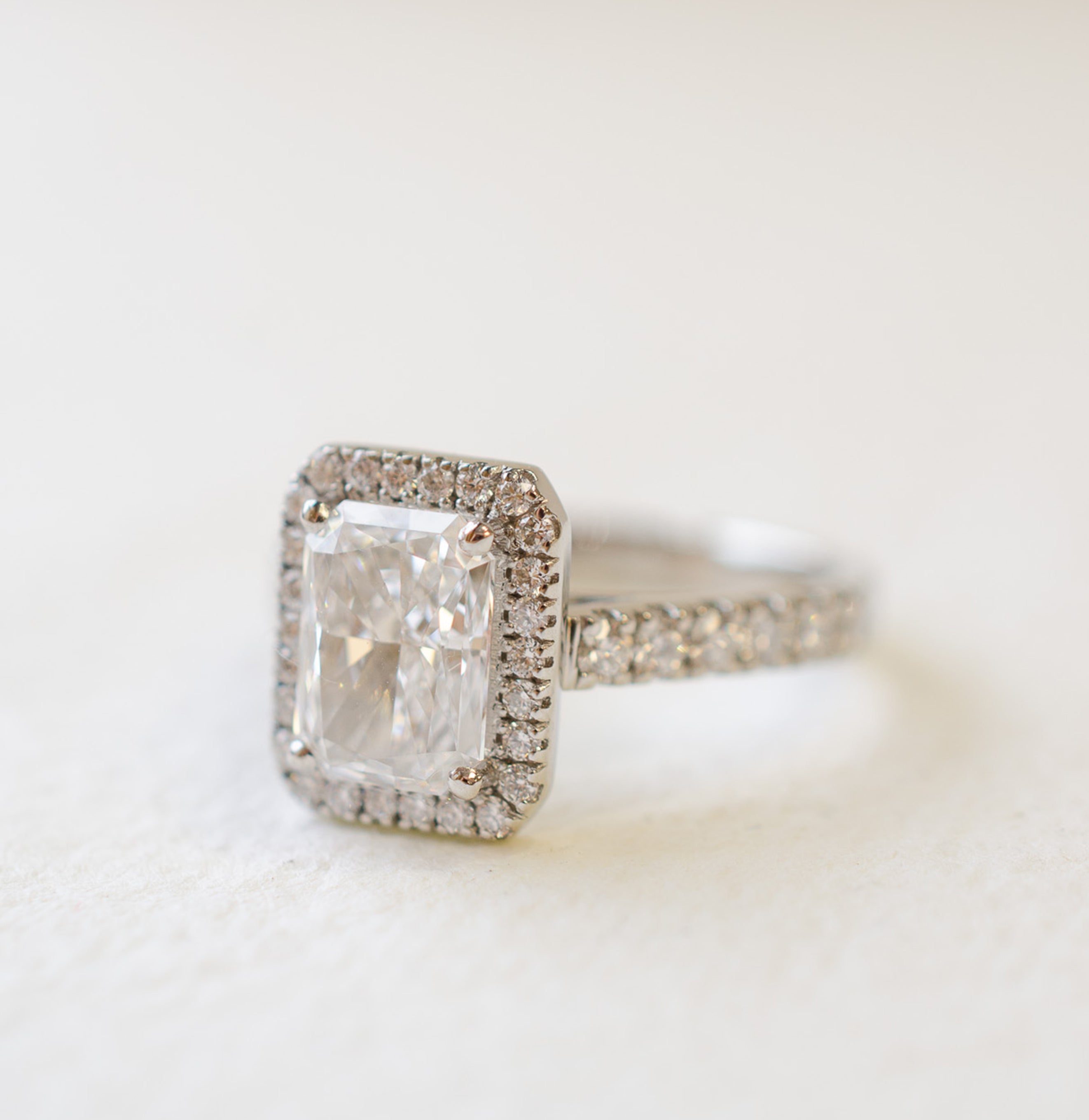 Radiant Cut Diamond Halo Engagement Ring