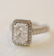 Radiant Cut Diamond Halo Engagement Ring