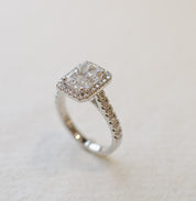 Radiant Cut Diamond Halo Engagement Ring