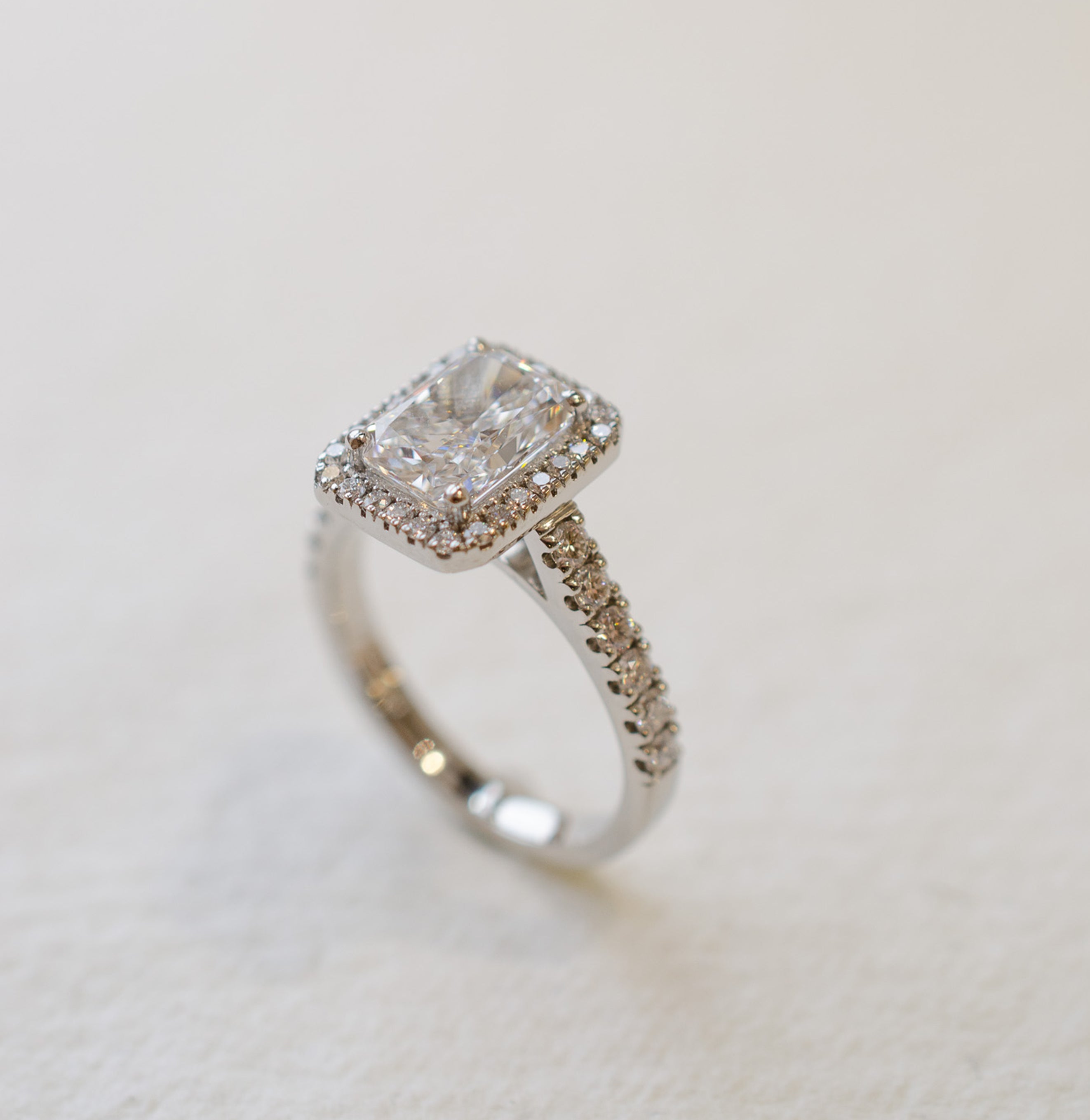 Radiant Cut Diamond Halo Engagement Ring