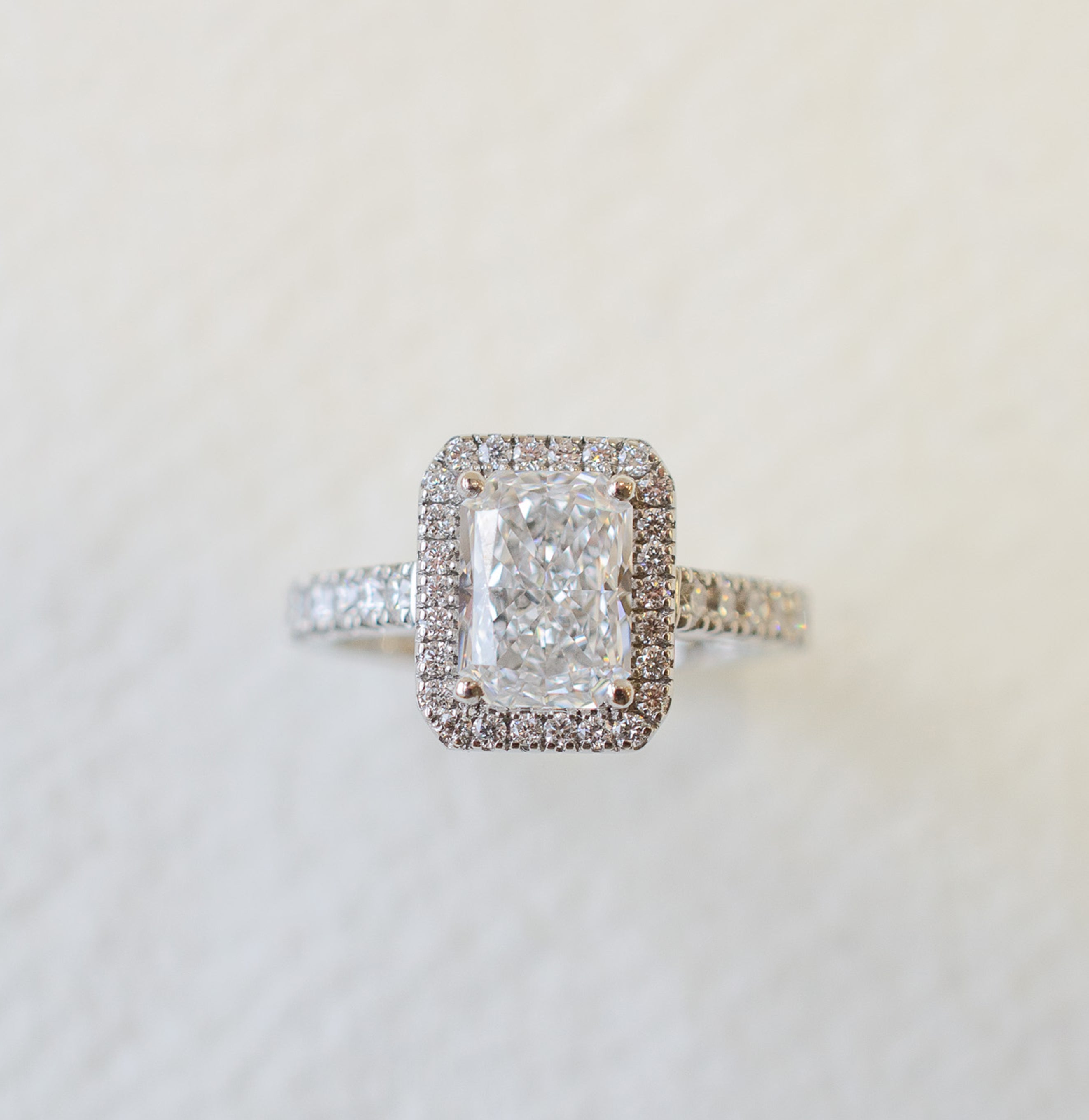 Radiant Cut Diamond Halo Engagement Ring