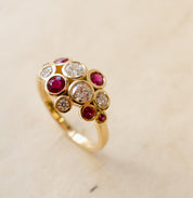 Diamond & Ruby Cluster Bubble Ring