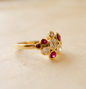 Diamond & Ruby Cluster Bubble Ring