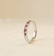 Ruby & Diamond Channel Set Eternity Wedding Ring In Platinum