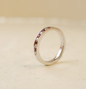 Ruby & Diamond Channel Set Eternity Wedding Ring In Platinum