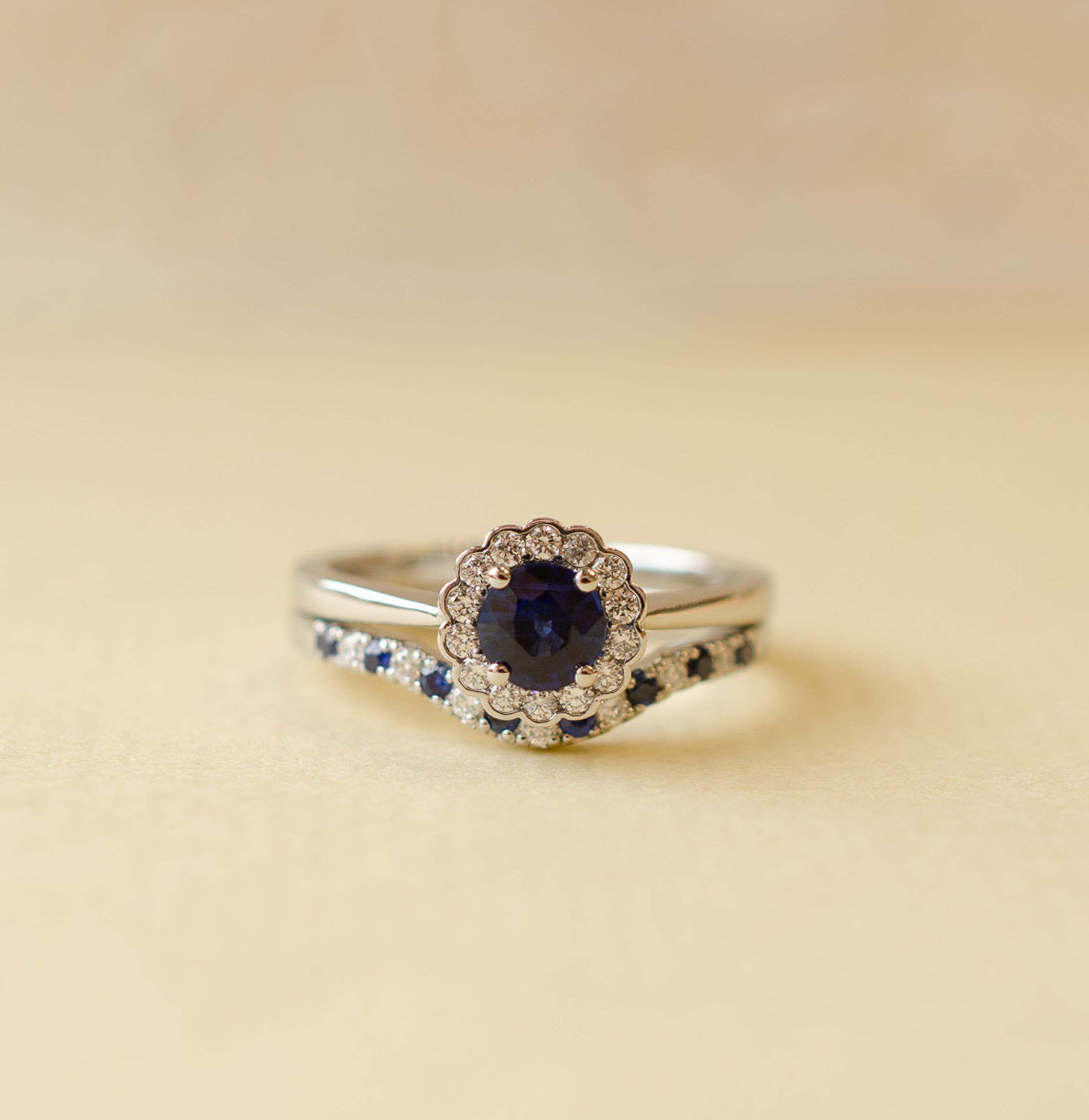 Sapphire & Diamond Wedding Fitted Ring