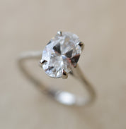 Oval Diamond Solitaire Engagement Ring In Platinum
